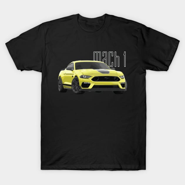 MACH 1 Mustang GT 5.0L V8 Performance Car Yellow T-Shirt by cowtown_cowboy